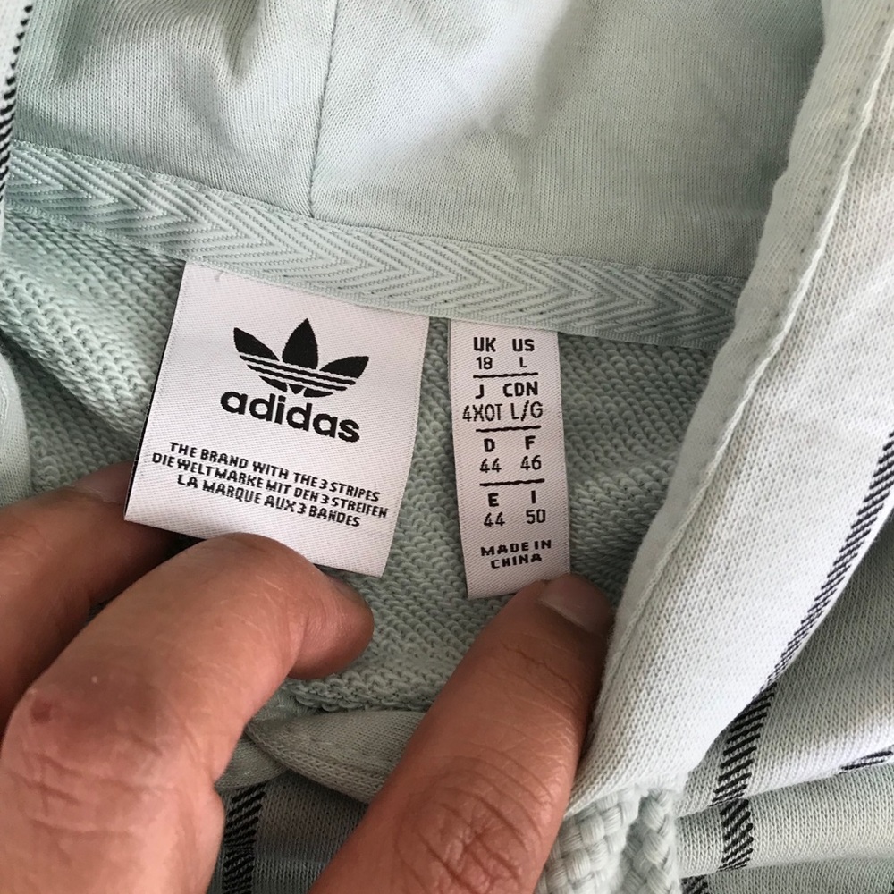 Adidas Originals Teal Midriff Hoodie Sweater Size Large - Picture 5 of 6